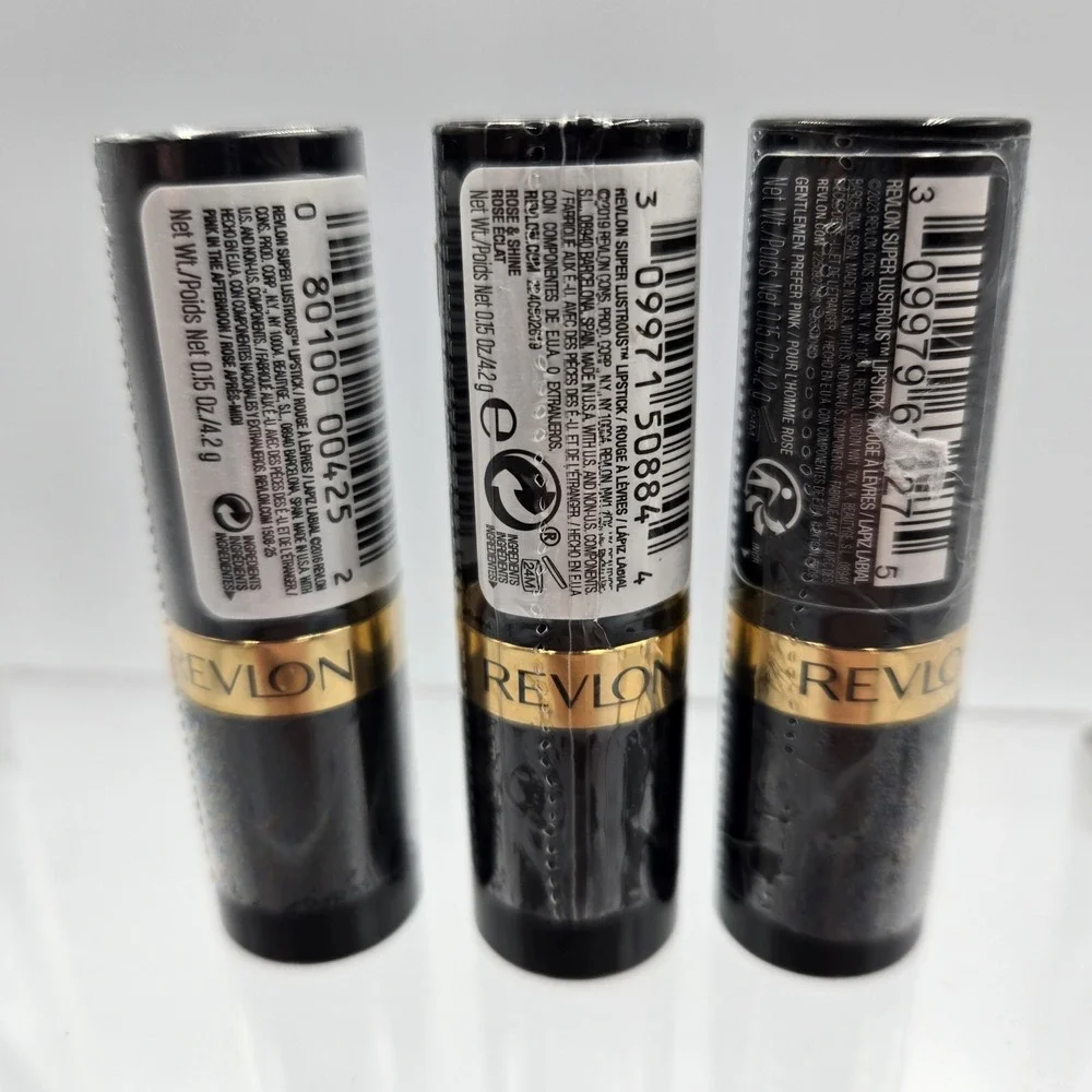 3 New Revlon 450 619 415 Super Lustrous Lipstick Creamy Formula Sealed Pink Tone